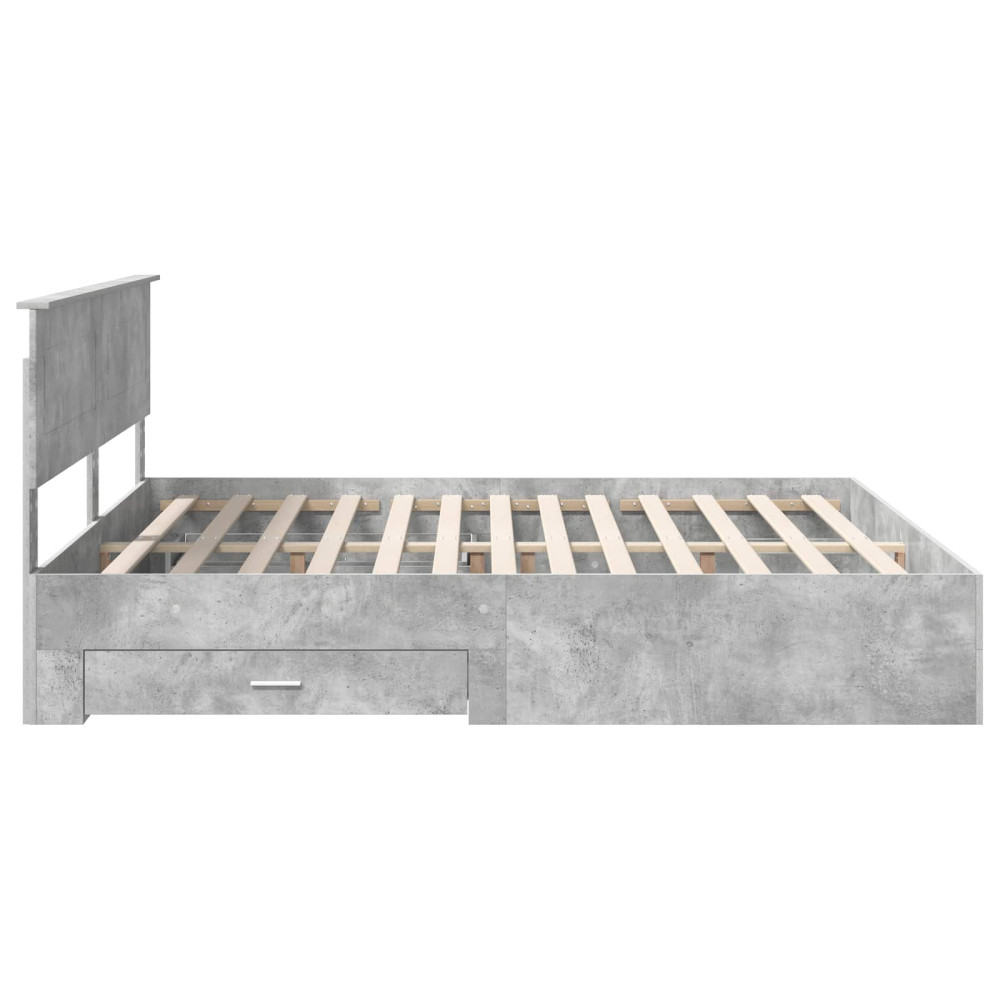 Produktbild för Sängram med huvudgavel Betonggrå 180 x 200 cm Konstruerat trä