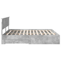 Produktbild för Sängram med huvudgavel Betonggrå 180 x 200 cm Konstruerat trä