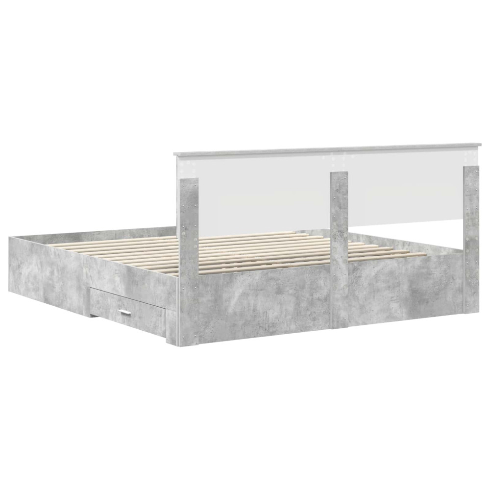Produktbild för Sängram med huvudgavel Betonggrå 180 x 200 cm Konstruerat trä