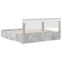 Produktbild för Sängram med huvudgavel Betonggrå 180 x 200 cm Konstruerat trä