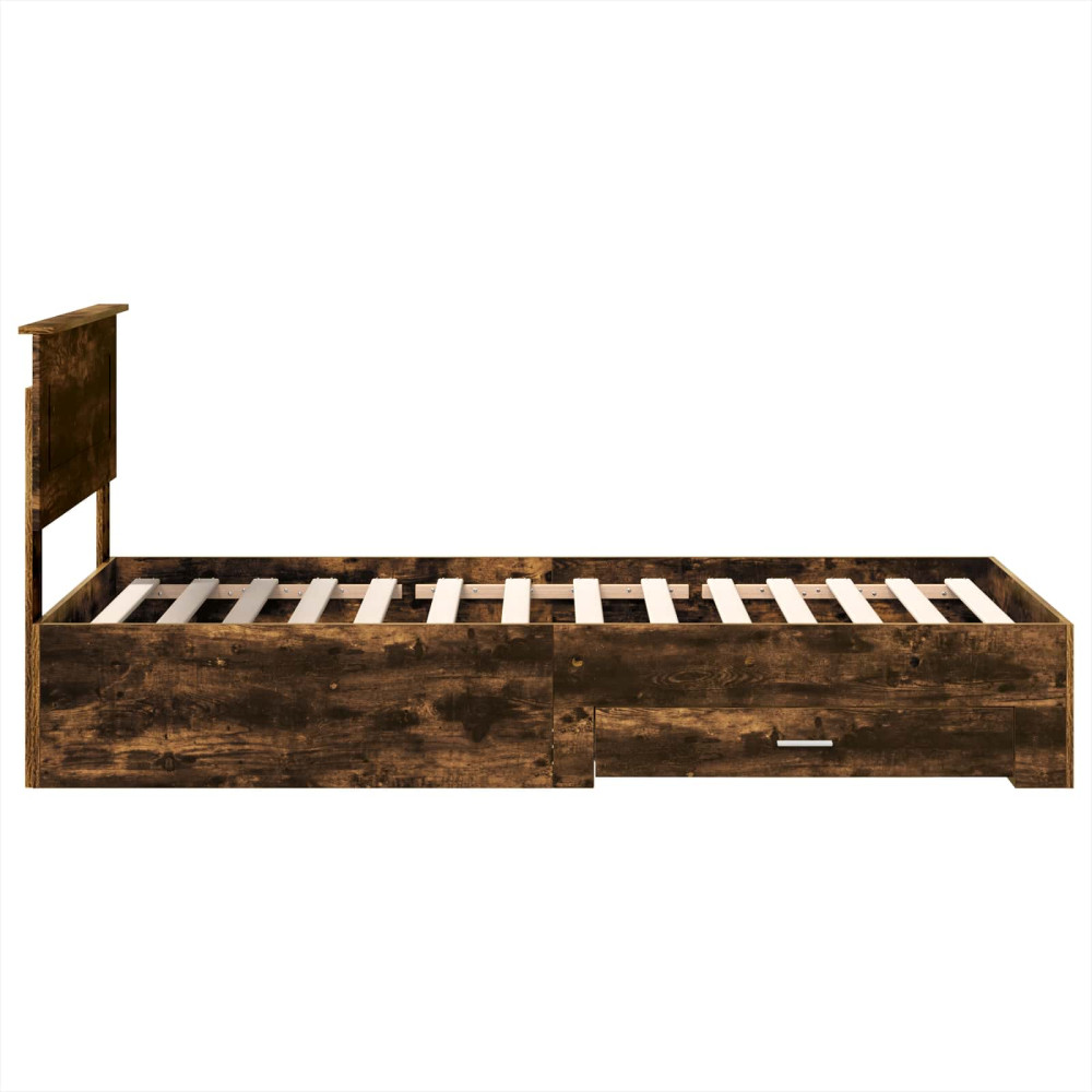 Produktbild för Sängram med huvudgavel Rökt ek 100 x 200 cm Konstruerat trä