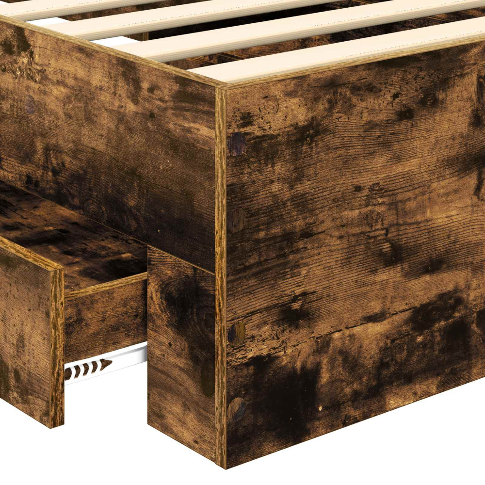 Produktbild för Sängram med huvudgavel Rökt ek 100 x 200 cm Konstruerat trä