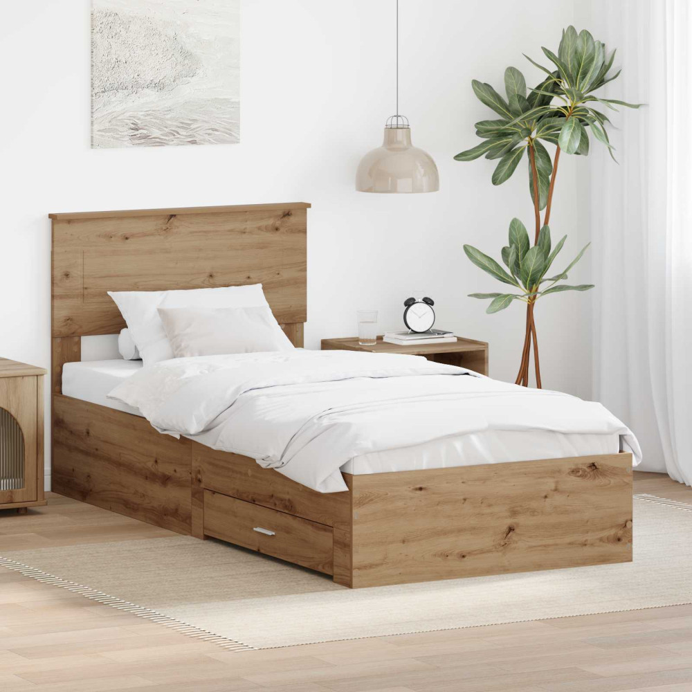 Produktbild för Sängram med låda Artisan Ek 100 x 200 cm Konstruerat trä