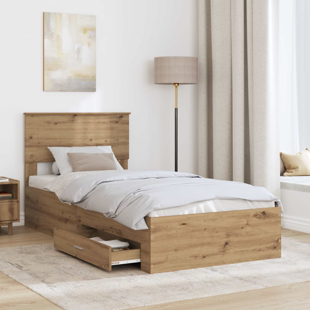 Produktbild för Sängram med låda Artisan Ek 100 x 200 cm Konstruerat trä