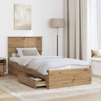 Produktbild för Sängram med låda Artisan Ek 100 x 200 cm Konstruerat trä