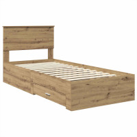 Produktbild för Sängram med låda Artisan Ek 100 x 200 cm Konstruerat trä