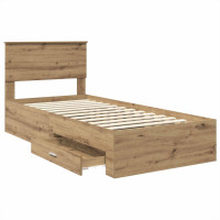 Produktbild för Sängram med låda Artisan Ek 100 x 200 cm Konstruerat trä