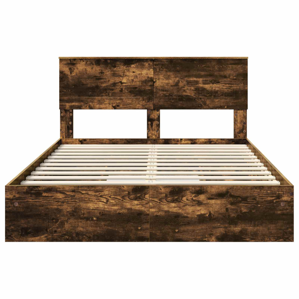 Produktbild för Förvaringssäng med låda Rökt ek 160 x 200 cm Konstruerat trä