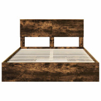 Produktbild för Förvaringssäng med låda Rökt ek 160 x 200 cm Konstruerat trä
