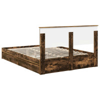 Produktbild för Förvaringssäng med låda Rökt ek 160 x 200 cm Konstruerat trä