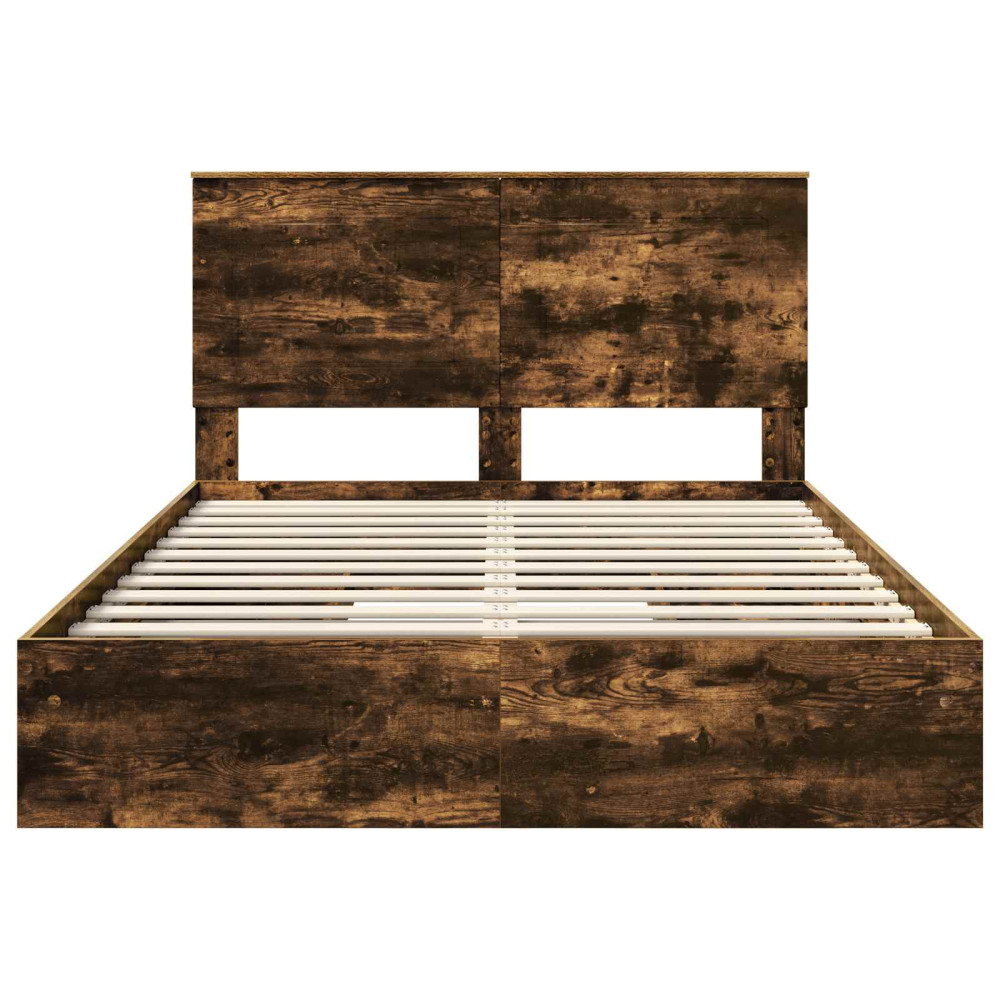 Produktbild för Förvaringssäng med låda Rökt ek 160 x 200 cm Konstruerat trä