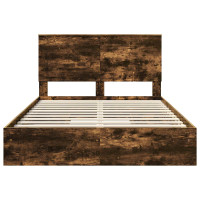 Produktbild för Förvaringssäng med låda Rökt ek 160 x 200 cm Konstruerat trä