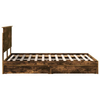 Produktbild för Förvaringssäng med låda Rökt ek 160 x 200 cm Konstruerat trä