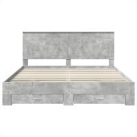 Produktbild för Sängram med huvudgavel Betonggrå 180 x 200 cm Konstruerat trä