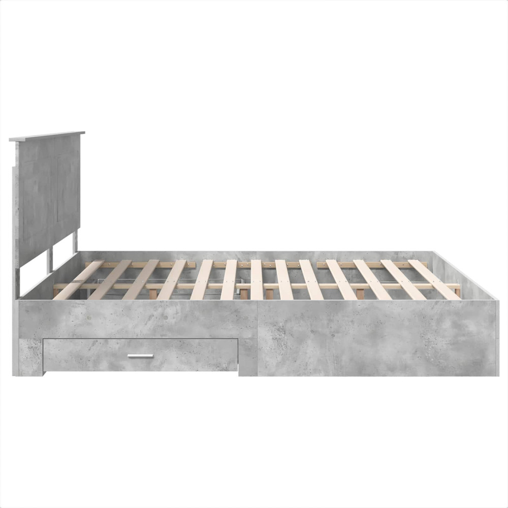 Produktbild för Sängram med huvudgavel Betonggrå 180 x 200 cm Konstruerat trä