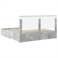 Produktbild för Sängram med huvudgavel Betonggrå 180 x 200 cm Konstruerat trä