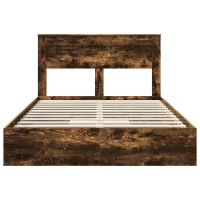 Produktbild för Förvaringssäng med låda Rökt ek 160 x 200 cm Konstruerat trä