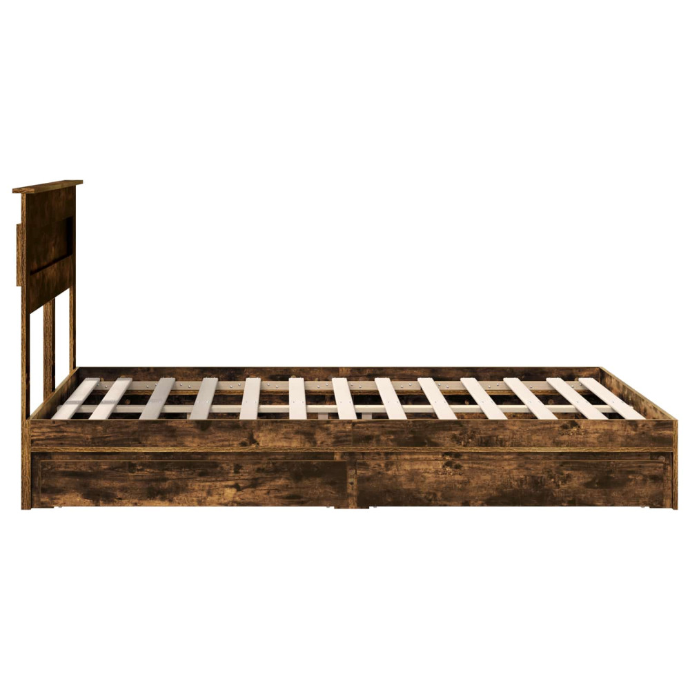 Produktbild för Förvaringssäng med låda Rökt ek 160 x 200 cm Konstruerat trä