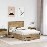 Produktbild för Sängram med låda Artisan Ek 120 x 190 cm Konstruerat trä