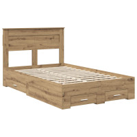 Produktbild för Sängram med låda Artisan Ek 120 x 190 cm Konstruerat trä