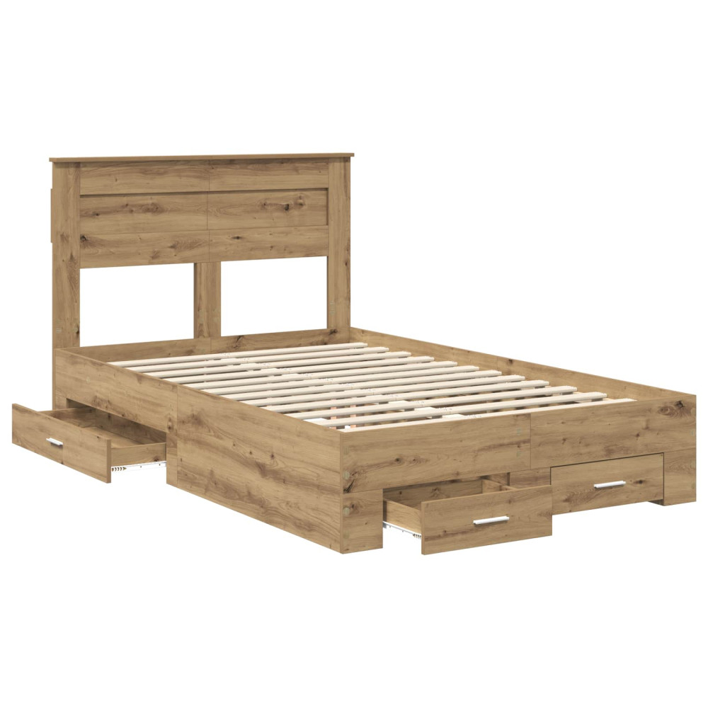 Produktbild för Sängram med låda Artisan Ek 120 x 190 cm Konstruerat trä