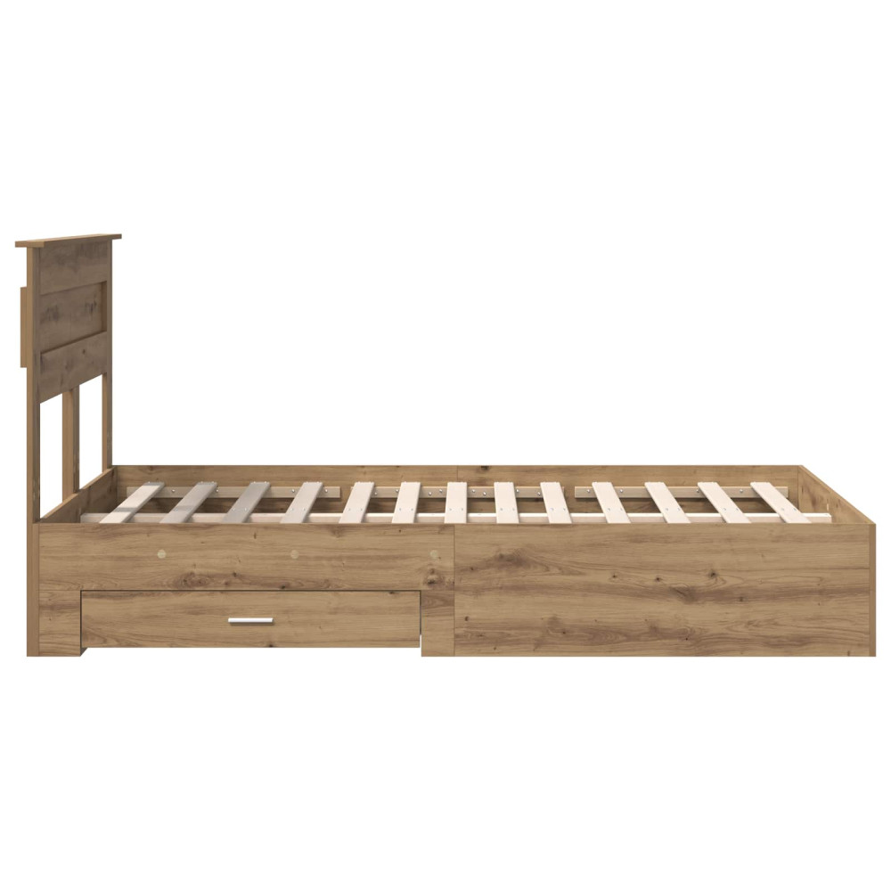 Produktbild för Sängram med låda Artisan Ek 120 x 190 cm Konstruerat trä