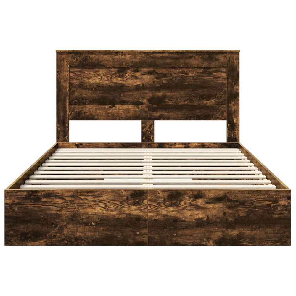 Produktbild för Förvaringssäng med låda Rökt ek 160 x 200 cm Konstruerat trä
