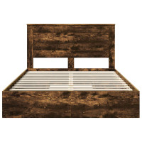 Produktbild för Förvaringssäng med låda Rökt ek 160 x 200 cm Konstruerat trä