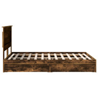 Produktbild för Förvaringssäng med låda Rökt ek 160 x 200 cm Konstruerat trä
