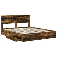 Produktbild för Förvaringssäng med låda Rökt ek 160 x 200 cm Konstruerat trä