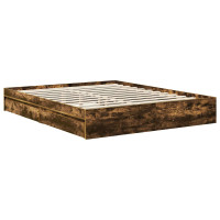 Produktbild för Förvaringssäng med låda Rökt ek 160 x 200 cm Konstruerat trä