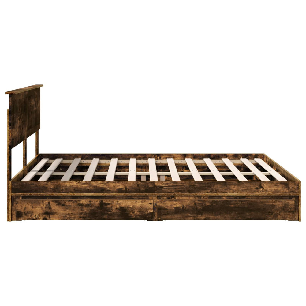 Produktbild för Förvaringssäng med låda Rökt ek 160 x 200 cm Konstruerat trä