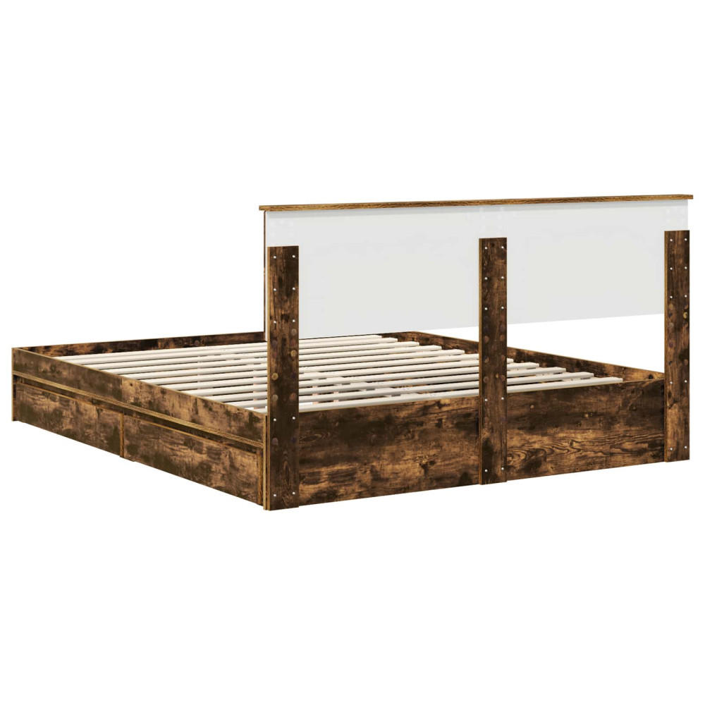 Produktbild för Förvaringssäng med låda Rökt ek 160 x 200 cm Konstruerat trä