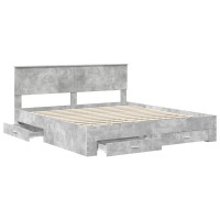 Produktbild för Sängram med låda Betonggrå 180 x 200 cm Konstruerat trä