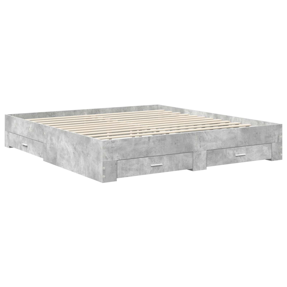 Produktbild för Sängram med låda Betonggrå 180 x 200 cm Konstruerat trä