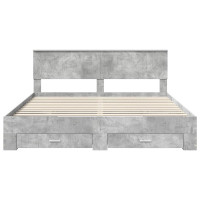 Produktbild för Sängram med låda Betonggrå 180 x 200 cm Konstruerat trä