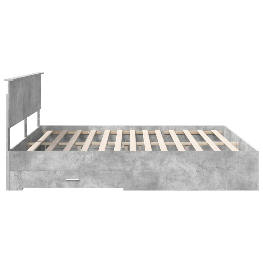 Produktbild för Sängram med låda Betonggrå 180 x 200 cm Konstruerat trä