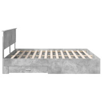 Produktbild för Sängram med låda Betonggrå 180 x 200 cm Konstruerat trä