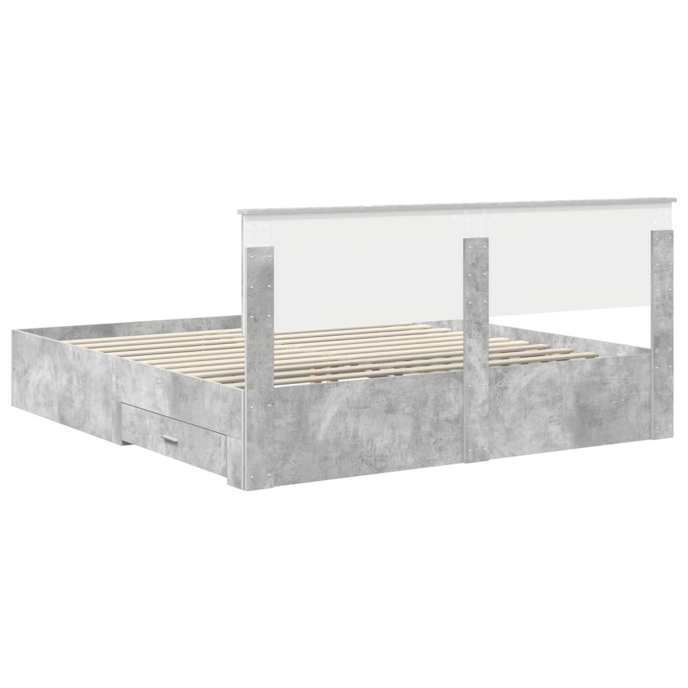 Produktbild för Sängram med låda Betonggrå 180 x 200 cm Konstruerat trä