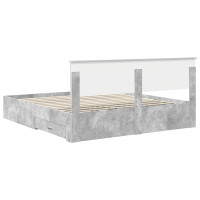 Produktbild för Sängram med låda Betonggrå 180 x 200 cm Konstruerat trä