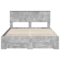 Produktbild för Sängram med låda Betonggrå 140 x 200 cm Konstruerat trä