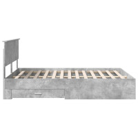 Produktbild för Sängram med låda Betonggrå 140 x 200 cm Konstruerat trä
