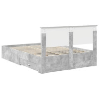 Produktbild för Sängram med låda Betonggrå 140 x 200 cm Konstruerat trä