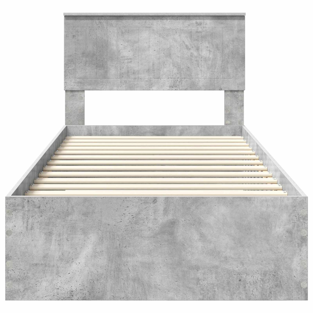 Produktbild för Sängram med låda Betonggrå 90 x 190 cm Konstruerat trä