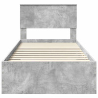 Produktbild för Sängram med låda Betonggrå 90 x 190 cm Konstruerat trä