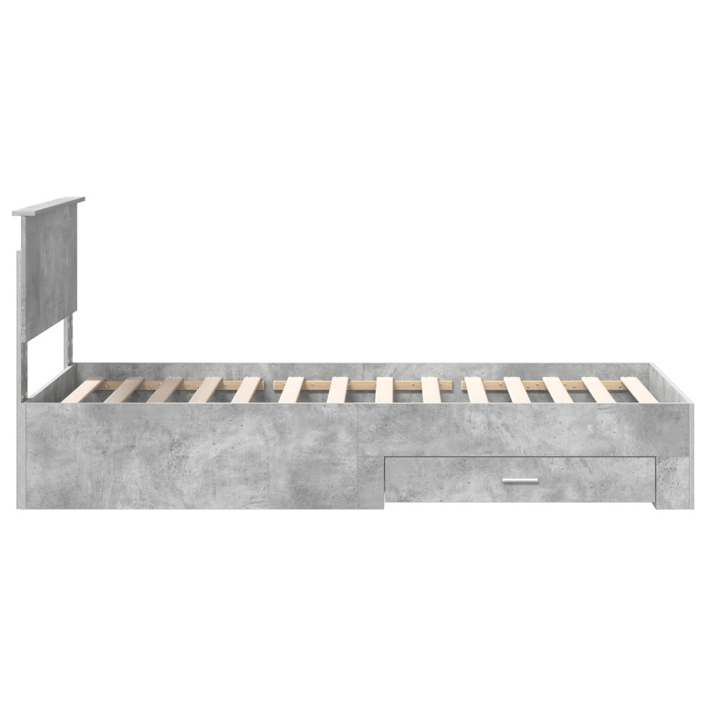 Produktbild för Sängram med låda Betonggrå 90 x 190 cm Konstruerat trä