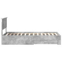 Produktbild för Sängram med låda Betonggrå 90 x 190 cm Konstruerat trä