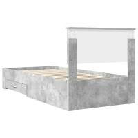 Produktbild för Sängram med låda Betonggrå 90 x 190 cm Konstruerat trä