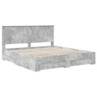 Produktbild för Sängram med huvudgavel Betonggrå 180 x 200 cm Konstruerat trä