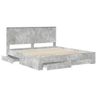 Produktbild för Sängram med huvudgavel Betonggrå 180 x 200 cm Konstruerat trä